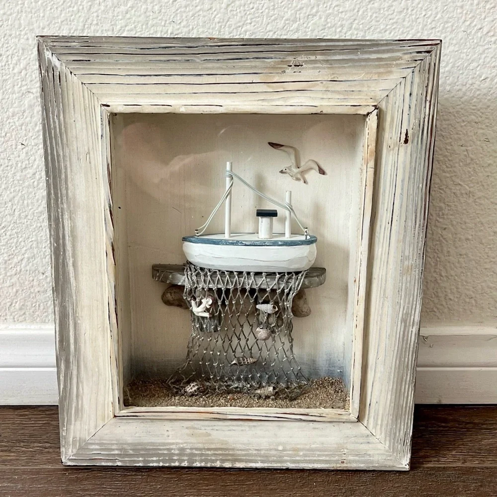 Rustic White Nautical Shadow Box Frame 9.5/11 inches